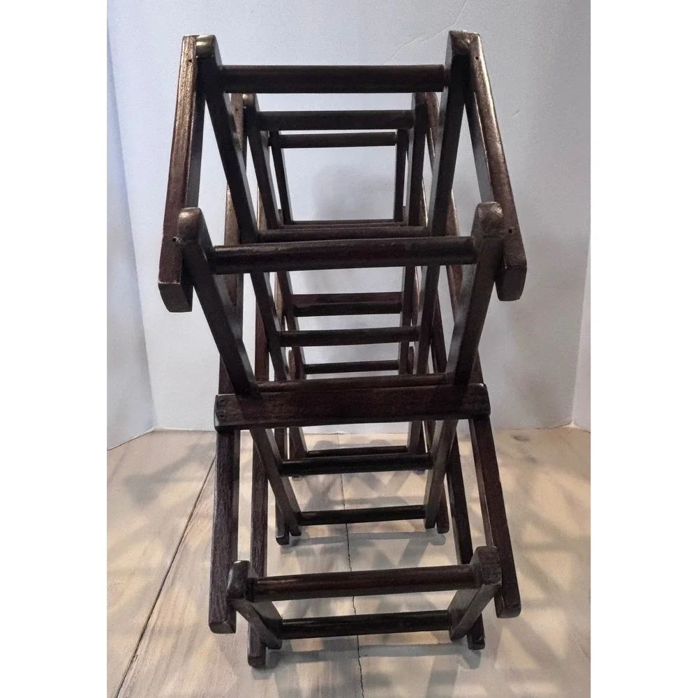 Vintage Wood‎ Accordion Folding Wine Rack 10 Bottle Capacity Dark Brown Espresso
